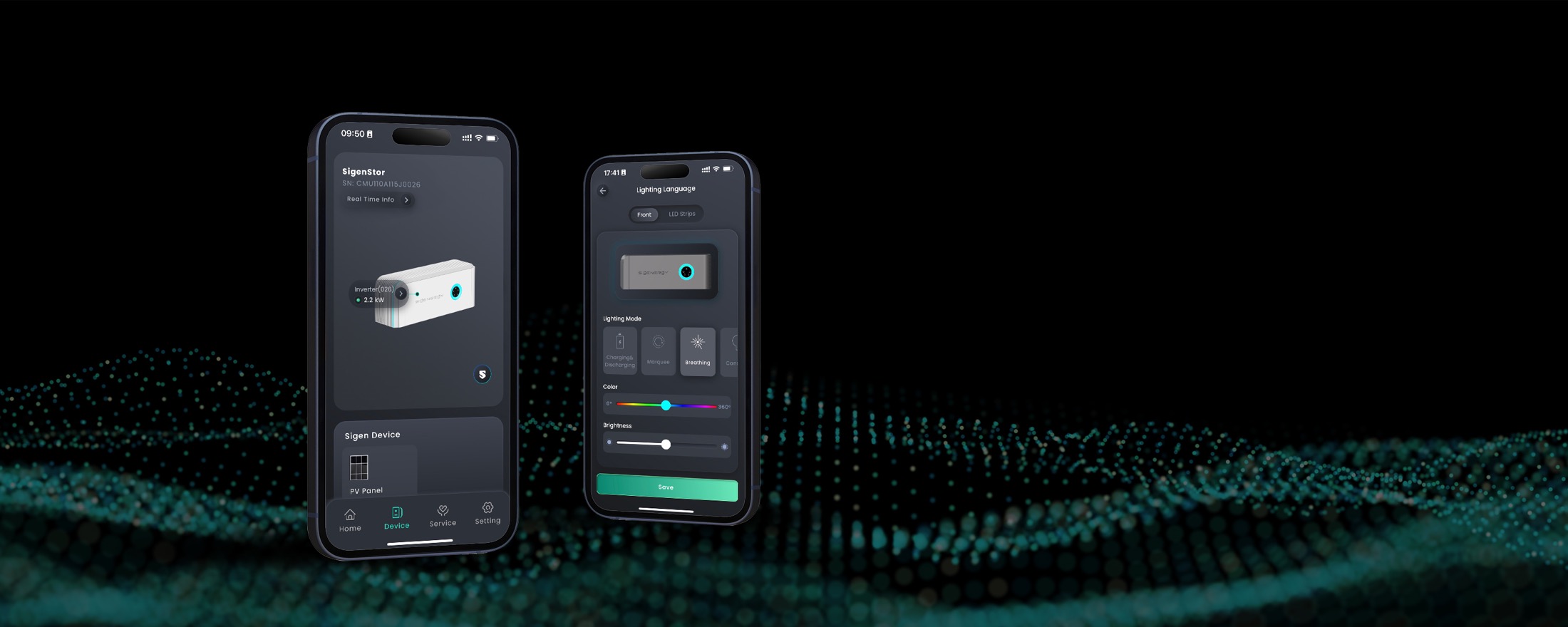 Sigenergy app monitoring op telefoons